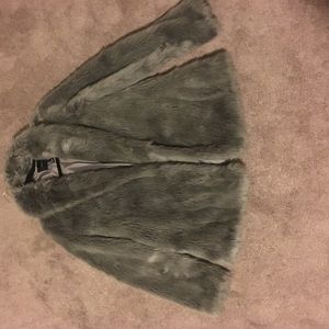 Grey faux fur coat